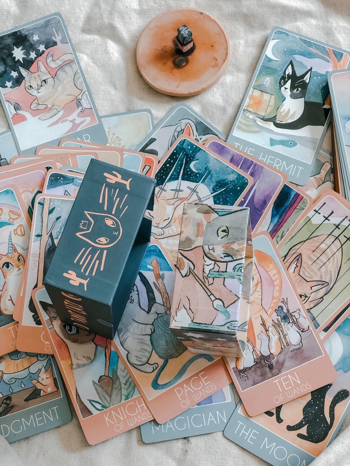 tarot cards with cat illustrations