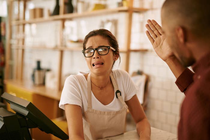 Upset waitress