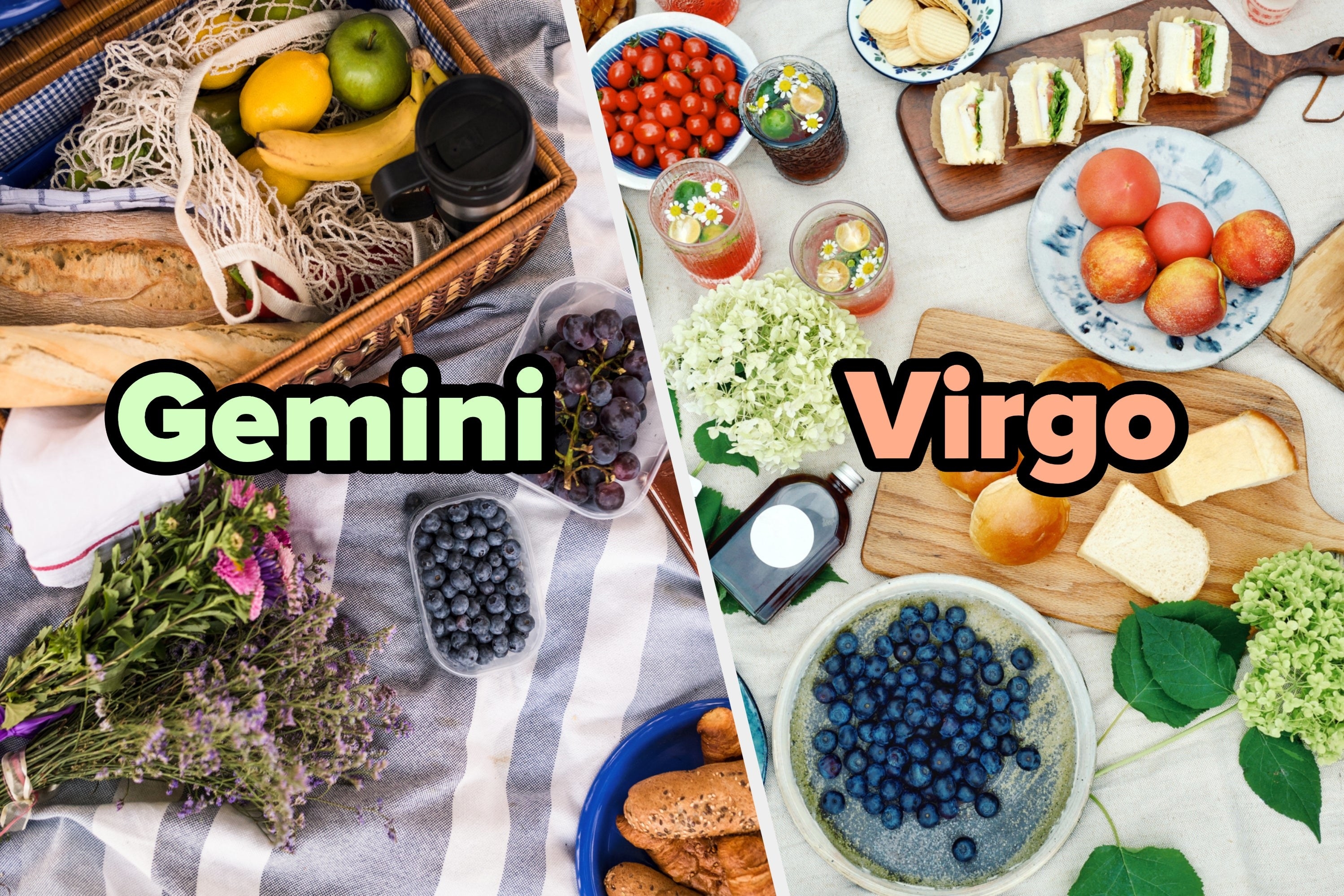 Picnic with the words &quot;Gemini&quot; and &quot;Virgo&quot;
