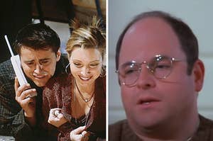 Chandler and Phoebe is on the left with George from "Seinfeld" on the right