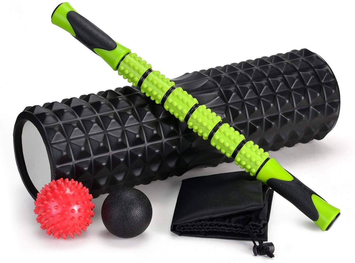 Large Size Foam Roller Kit with Muscle Roller Stick and 2 Massage Balls