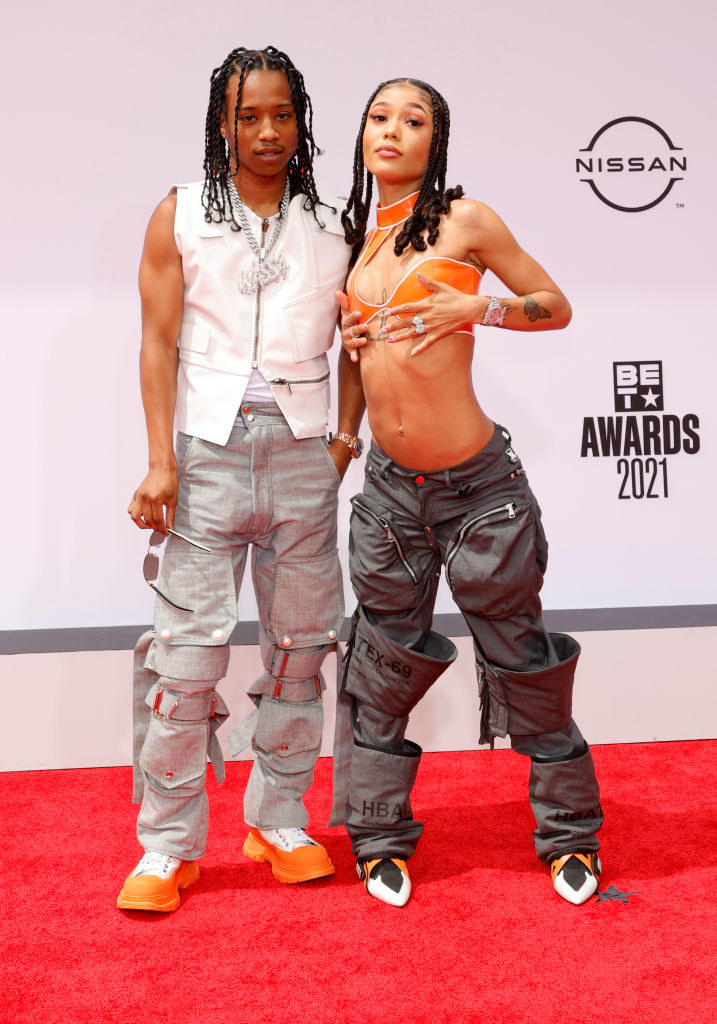 (L-R) Pressa and Coi Leray attend the BET Awards 2021