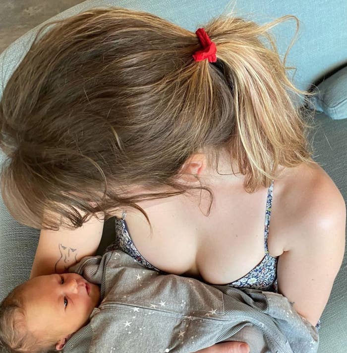 Clara McGregor holds Mary Elizabeth Winstead and Ewan McGregor&#x27;s baby boy