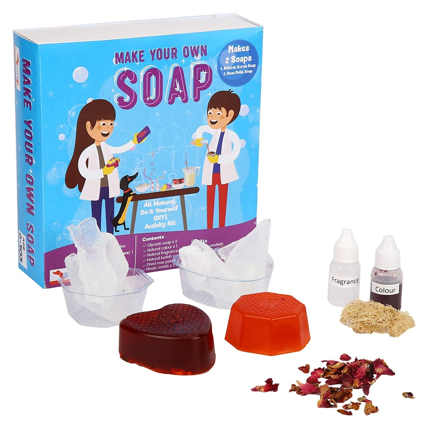 A soap making kit for kids with all the ingredients.
