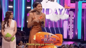 Zendaya smiles and says &quot;thank you so much&quot; on stage at Nick&#x27;s Kids&#x27; Choice Awards