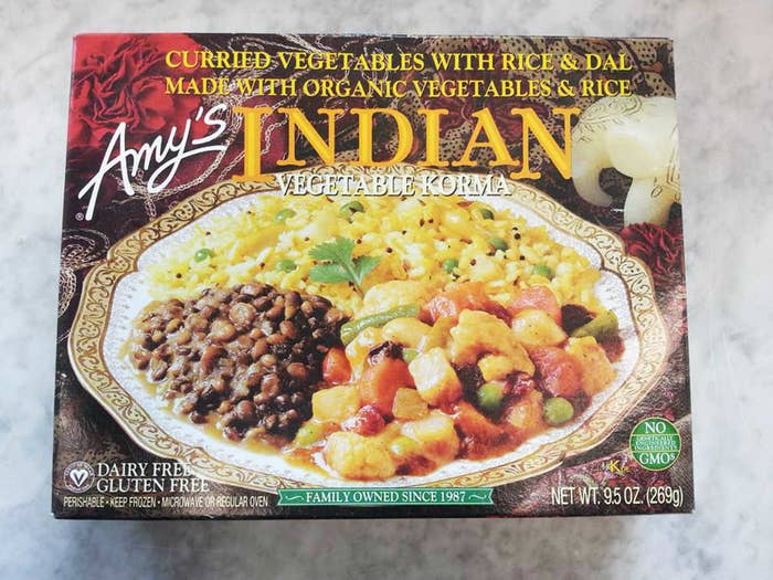A frozen meal of Indian vegetable korma