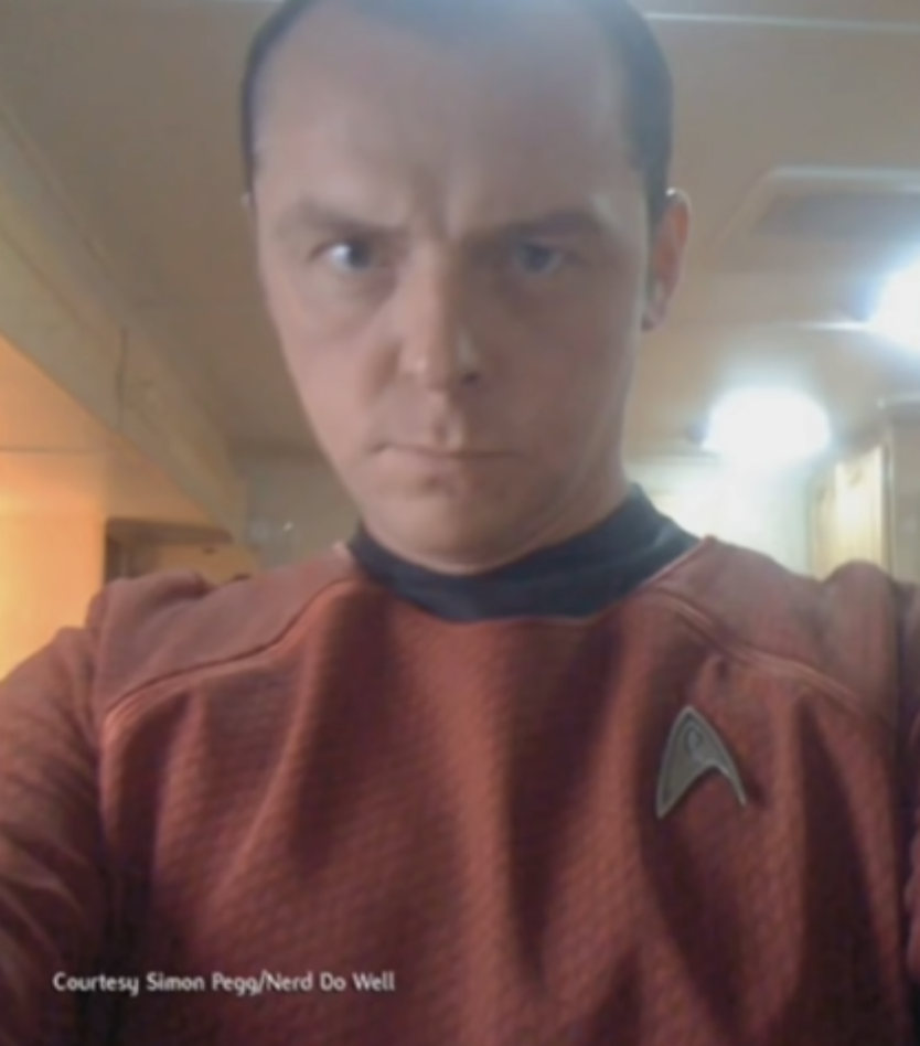 Simon Pegg in a Star Trek outfit