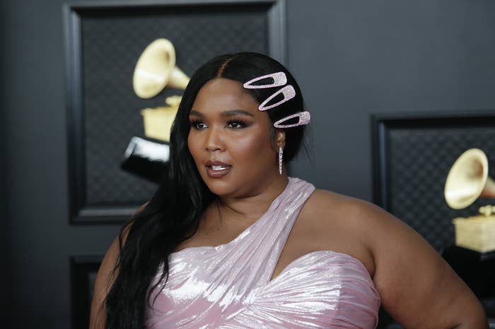 Lizzo poses at THE 63rd ANNUAL GRAMMY® AWARDS, broadcast live from the STAPLES Center in Los Angeles, Sunday, March 14, 2021