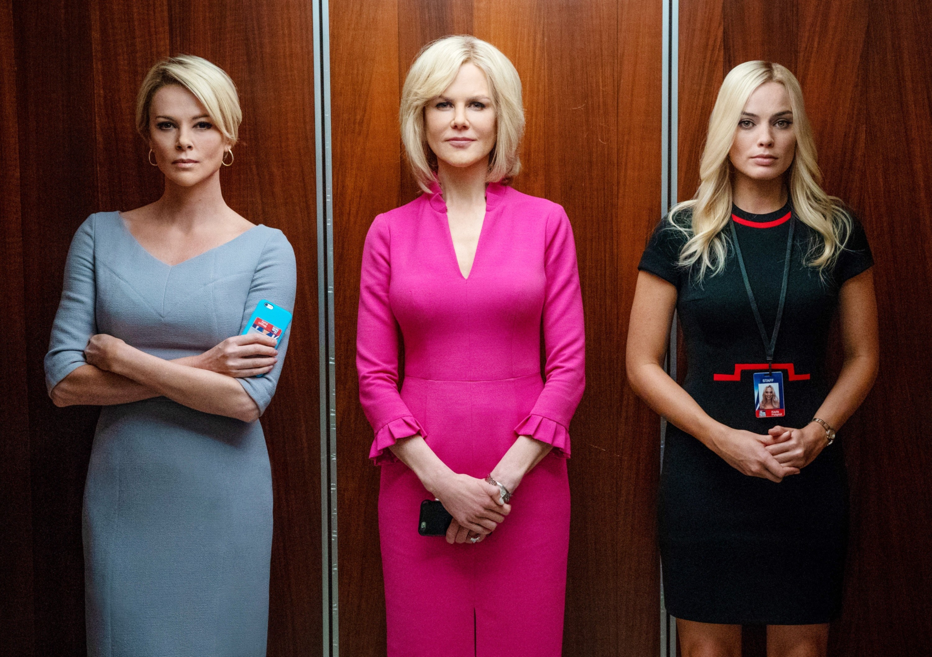 Charlize Theron, Nicole Kidman, and Margot Robbie in the elevator