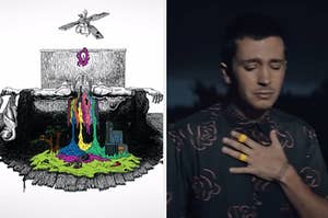 their self titled album on the left and a music video screenshot on the right