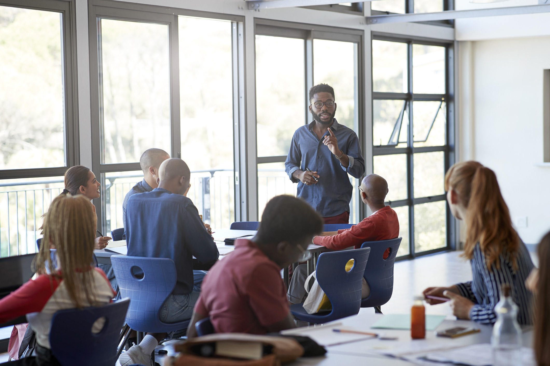 Guy teaching a class