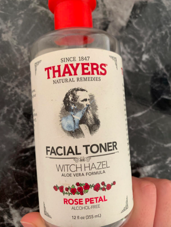 A customer review photo of a bottle of the Thayers Witch Hazel Facial Toner