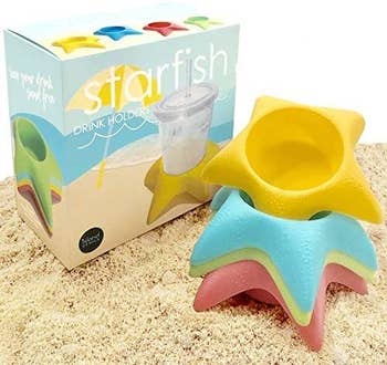 A set of startfish cup holders on sand
