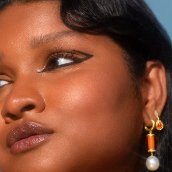 the eyeliner in an abstract cat eye shape