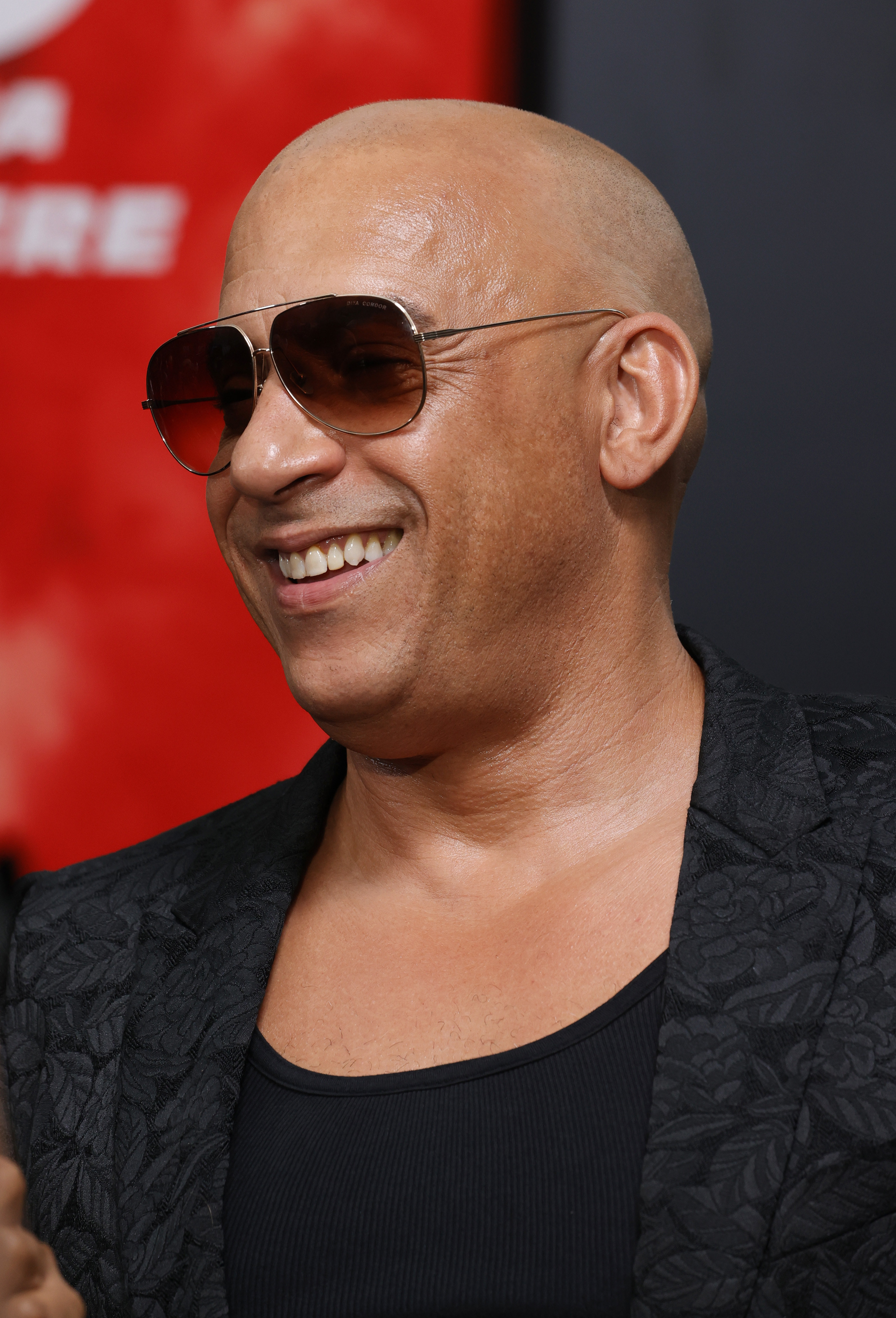 Vin Diesel on the red carpet wearing sunglasses