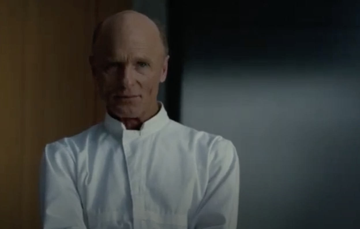 Ed Harris as the Man in Black, dressed in white