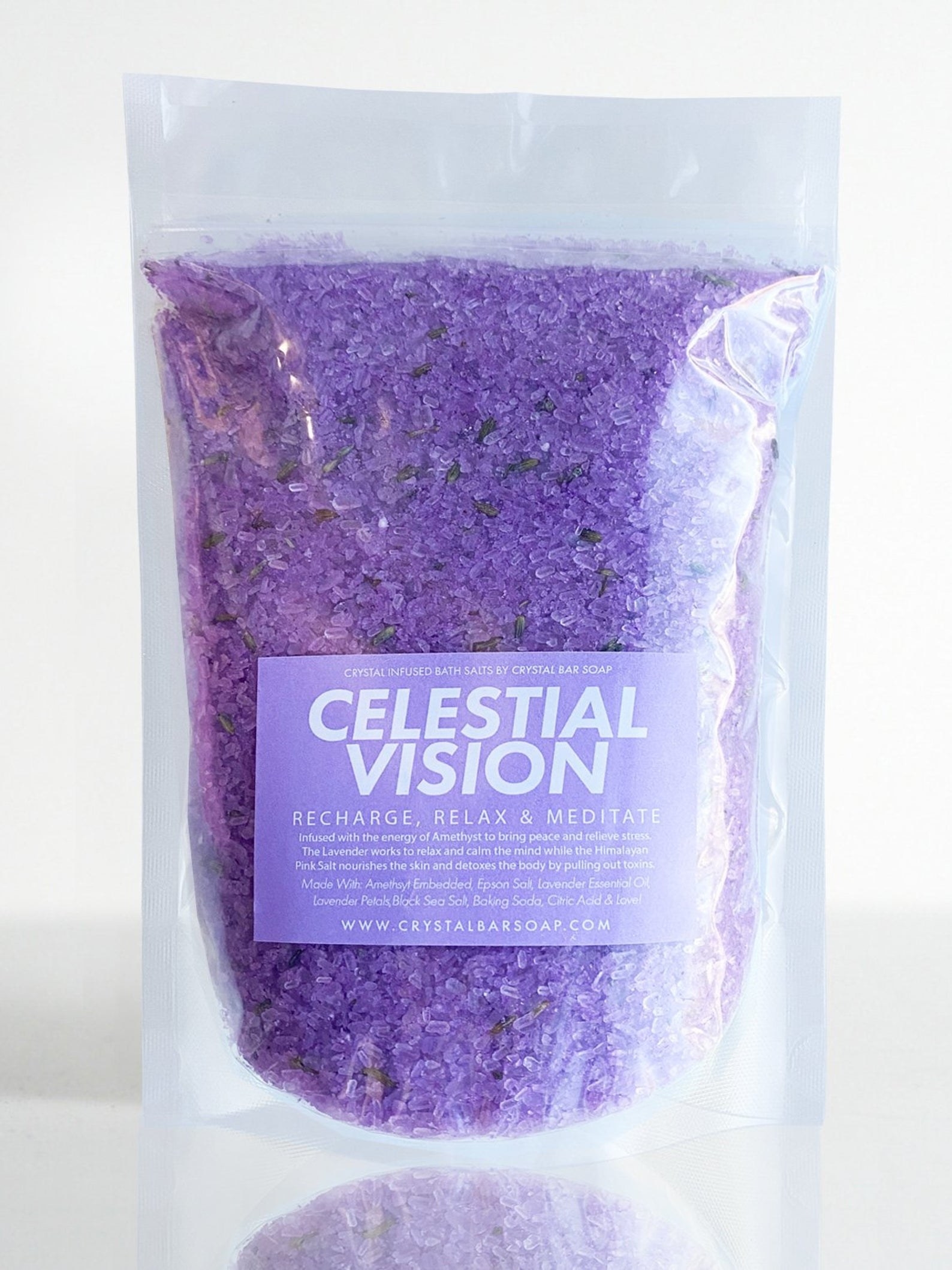 the bag of purple bath salt
