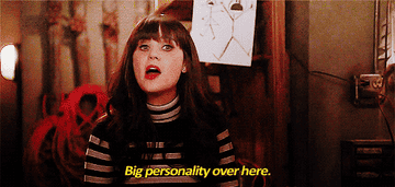 Gif of Jess from New Girl saying &quot;Big personality over here&quot; 