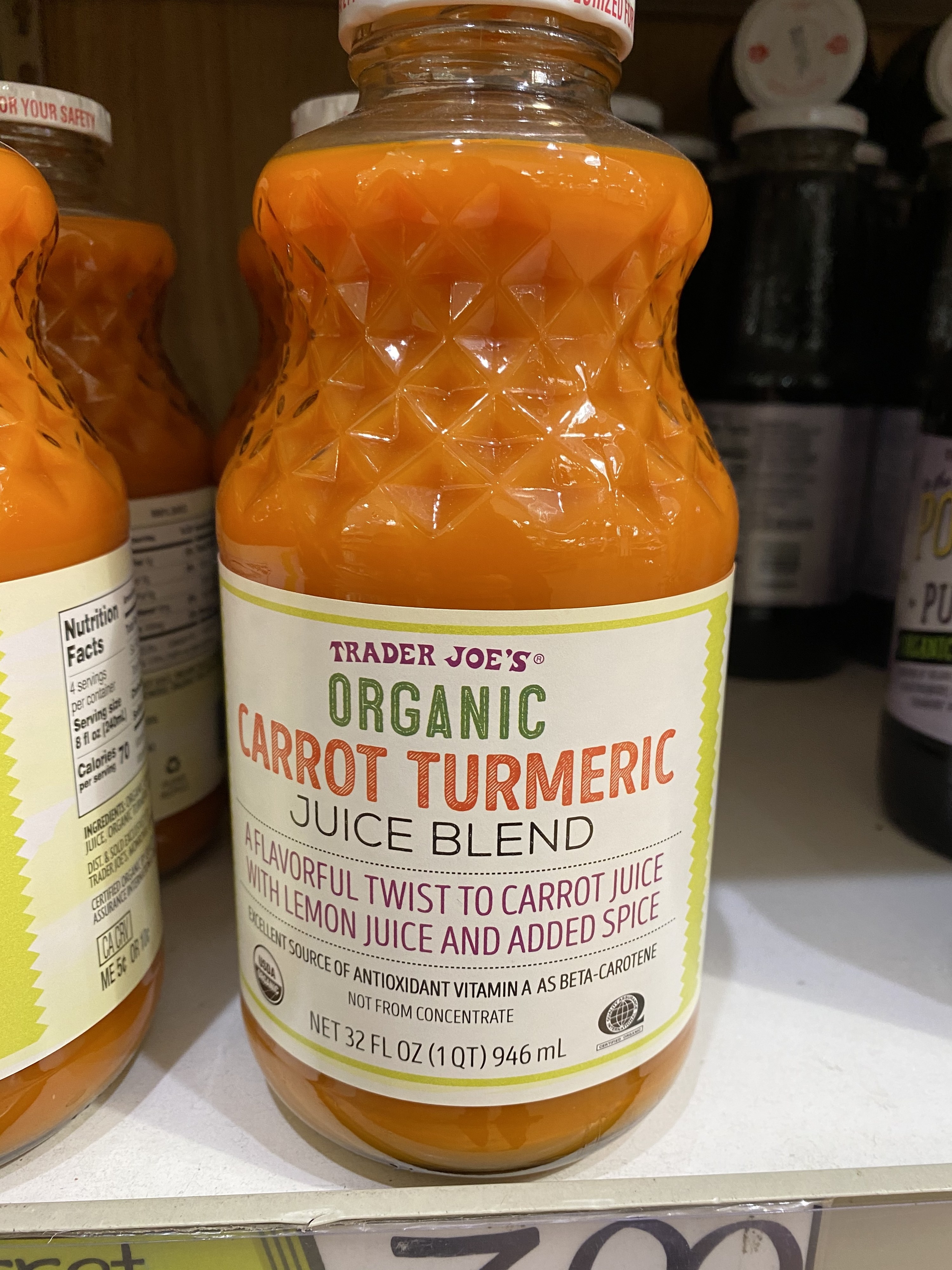 Carrot turmeric juice blend from Trader Joe&#x27;s.