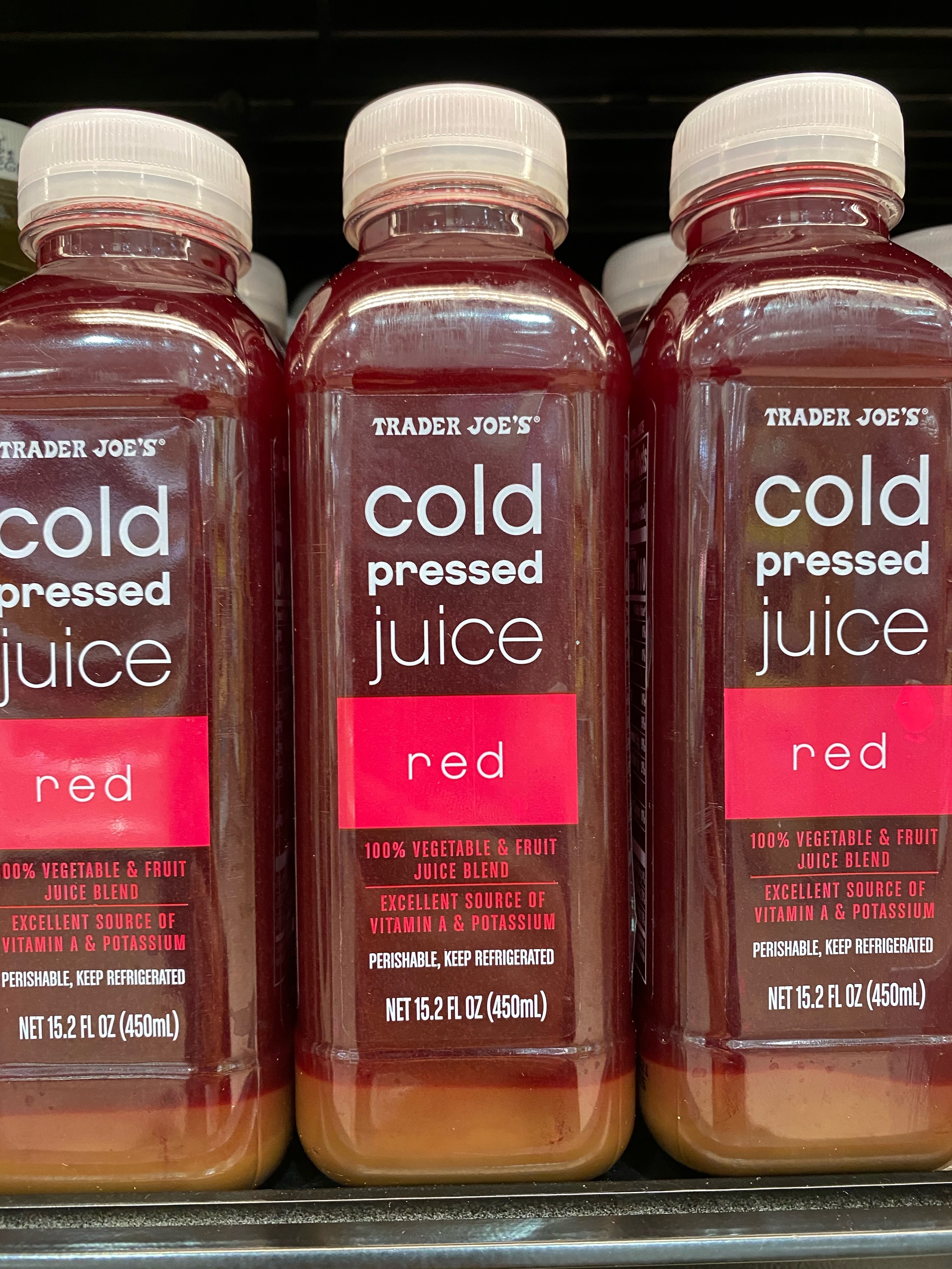 Cold pressed red juice from Trader Joe&#x27;s.