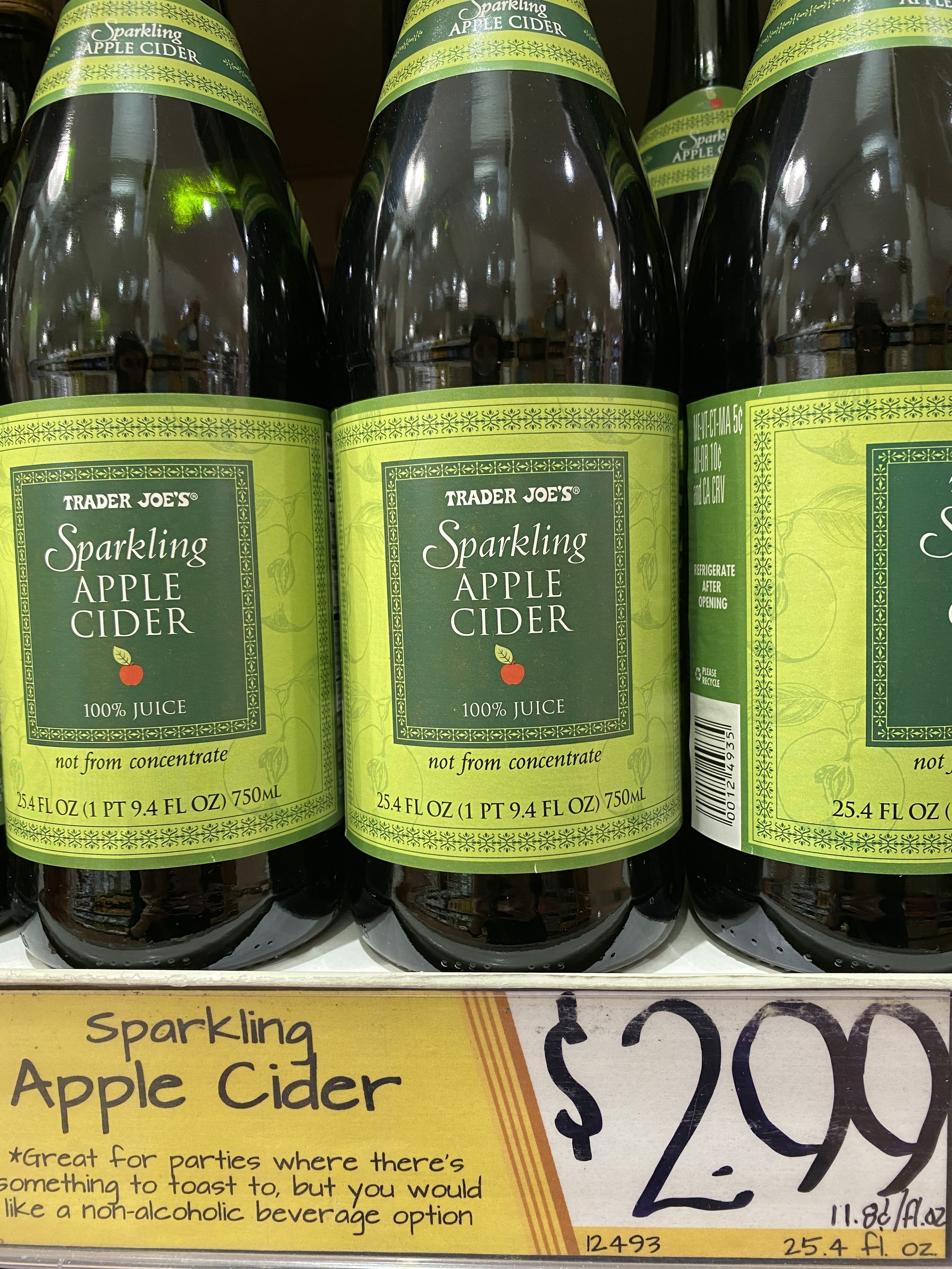 Bottles of sparkling apple cider.