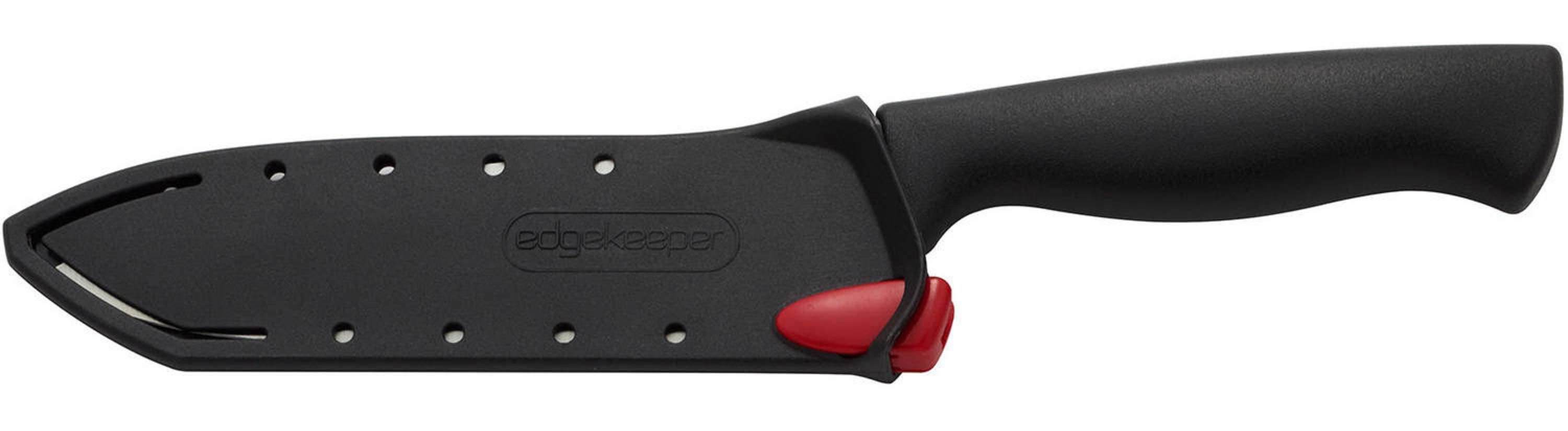 A 6-inch chef knife with a self-sharpening sleeve