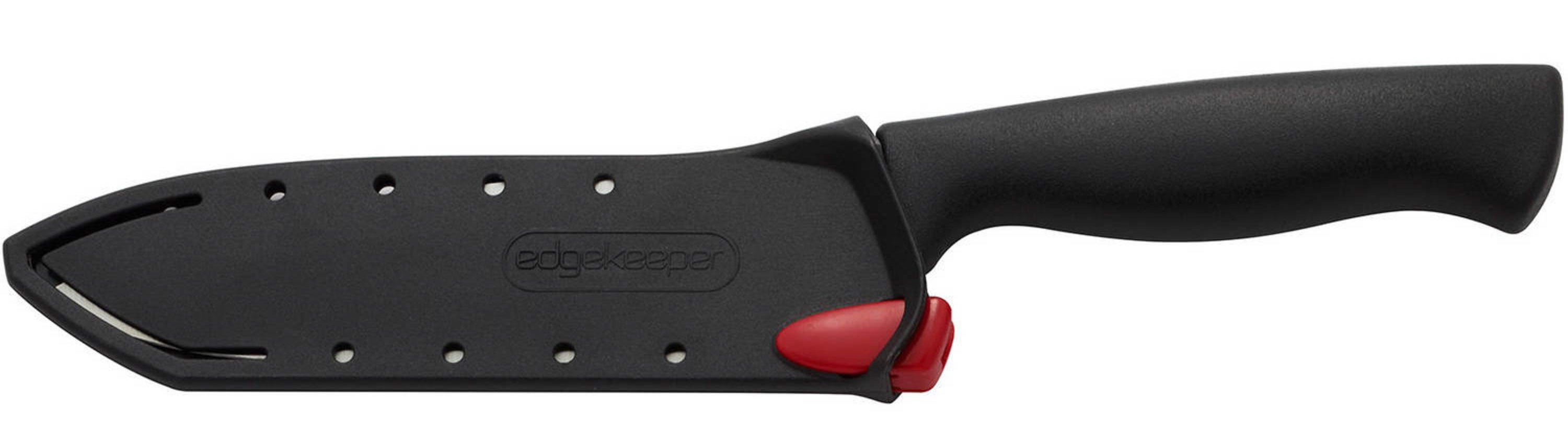 A 6-inch chef knife with a self-sharpening sleeve