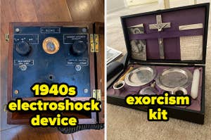 1940s electroshock device and an exorcism kit