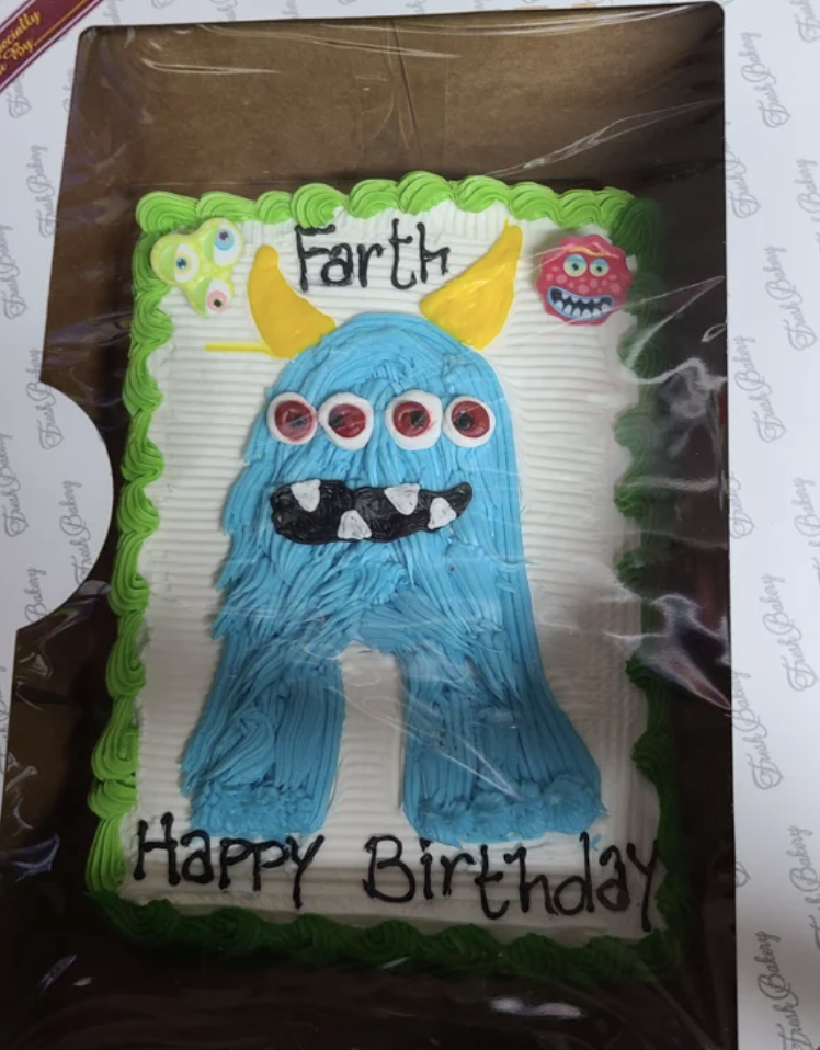 cake with faith misspelled as farth