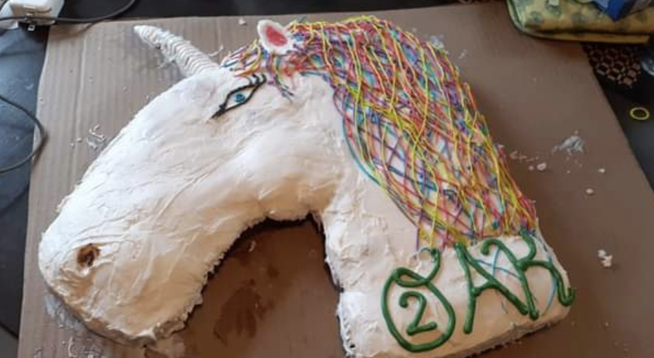 suspicious-looking unicorn cake