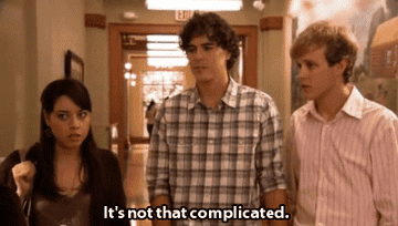 April&#x27;s boyfriend and his boyfriend saying &quot;it&#x27;s not that complicated&quot;