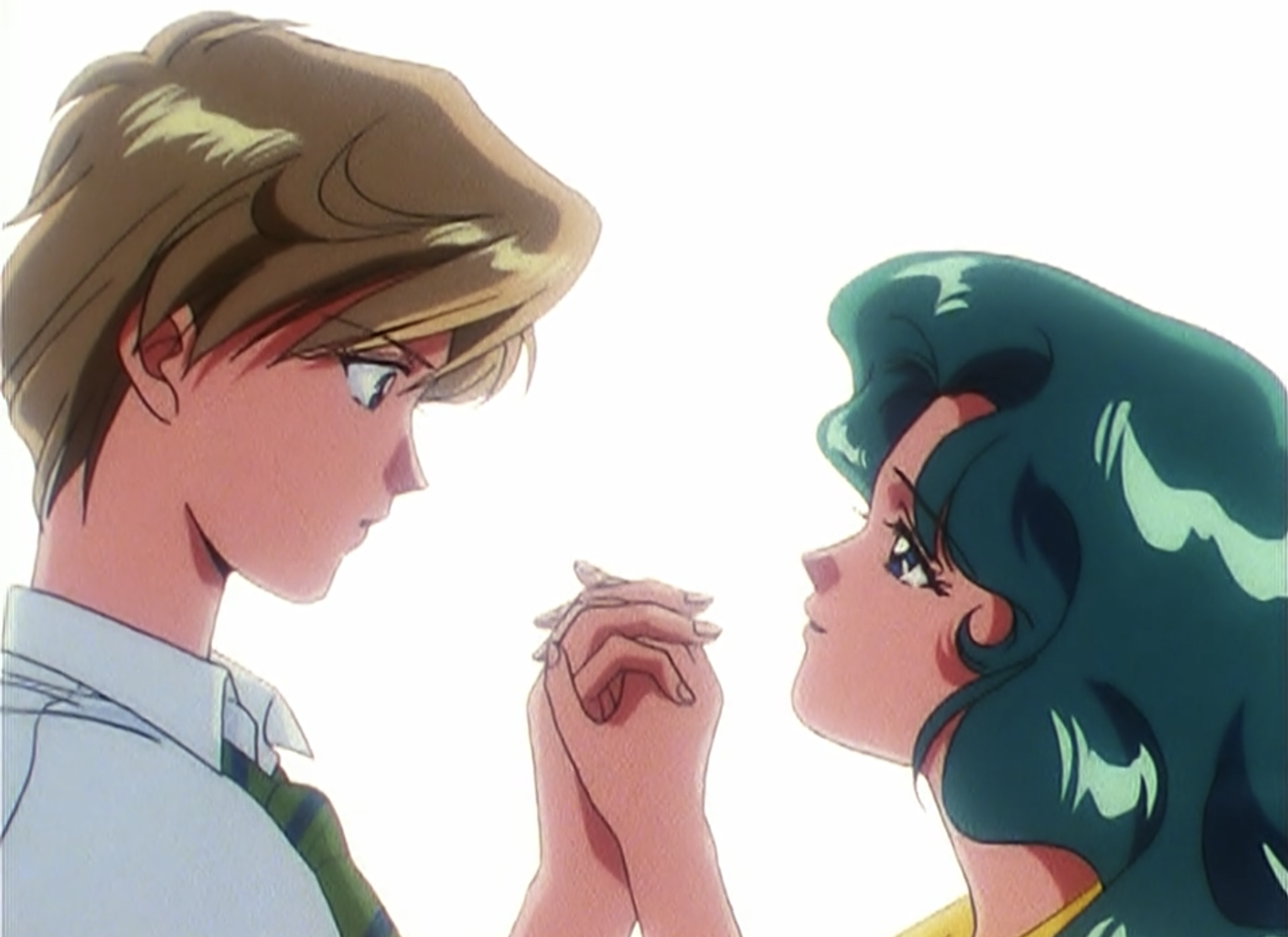 Haruka和样子,手牵着手,看着对方浪漫。