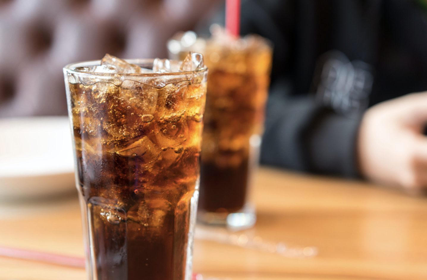 Glasses of soda on a table