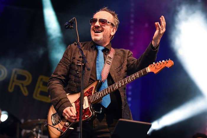 Elvis Costello performing on-stage