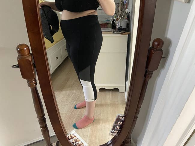 Reviewer wearing Just My Size leggings