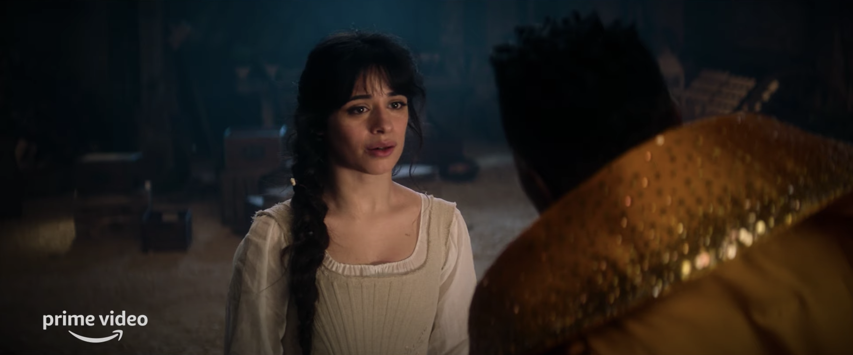 Camila Cabello looks concerned as Cinderella on set of Amazon Prime Video&#x27;s &quot;Cinderella&quot;