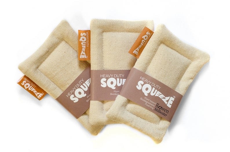 three heavy duty zero waste squeeze sponges