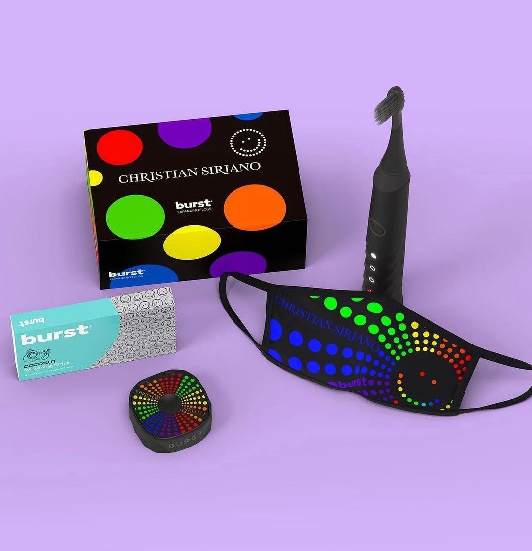 the Christian Siriano pride bundle, which includes a toothbrush, face mask, white strips, and floss