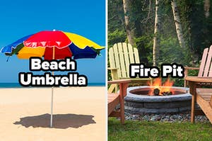 beach umbrella or fire pit