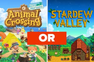 The game posters for Animal Crossing New Horizons and Stardew Valley