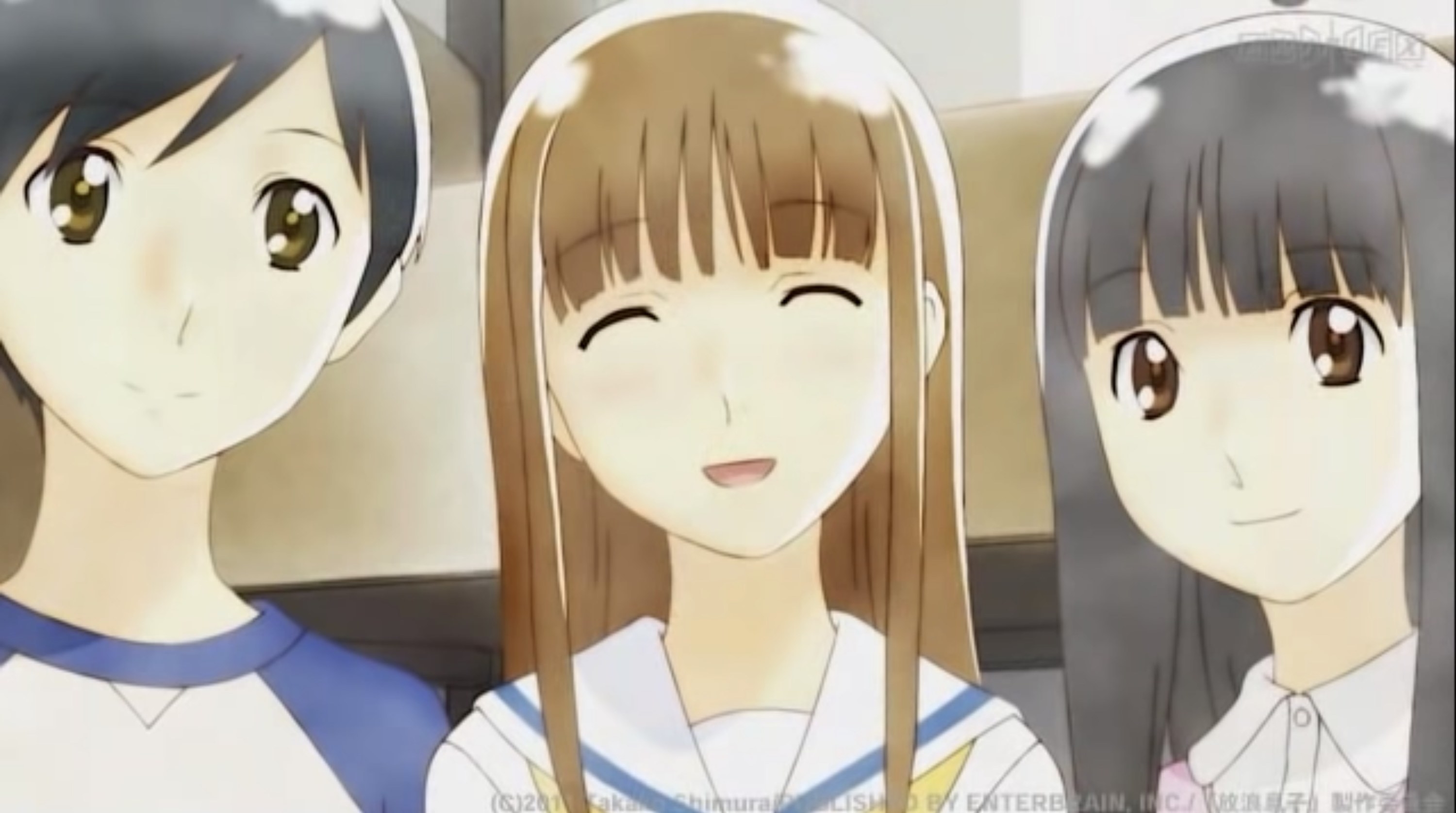 Yoshino, Shuichi, and Saori smiling.