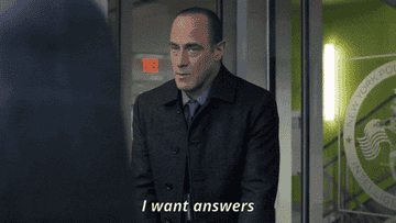 Stabler looking tired and saying &quot;I want answers&quot;