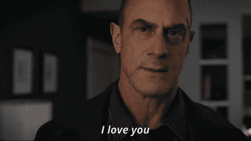Stabler with a cut over his left eyebrow, saying &quot;I love you&quot;