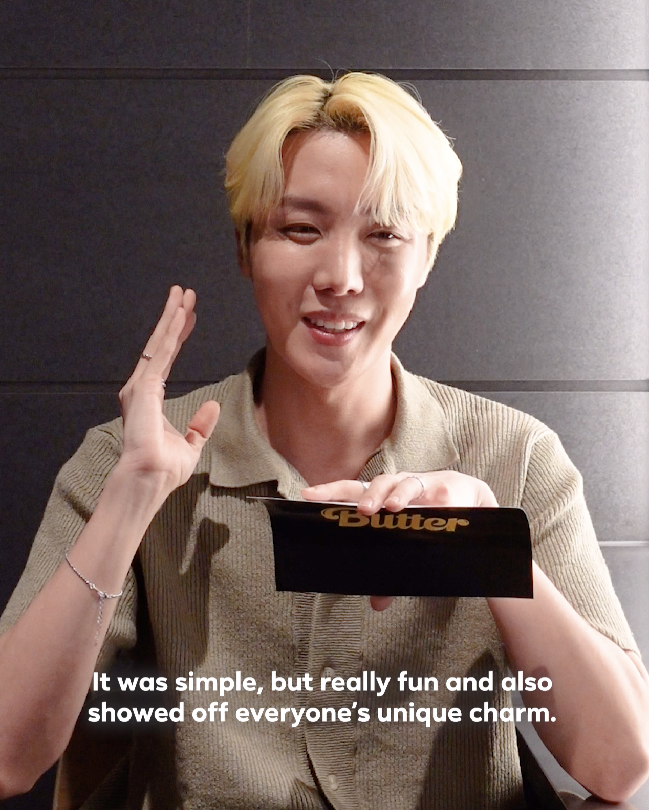 J-Hope saying, &quot;It was simple, but really fun and also showed off everyone&#x27;s unique charms.&quot;