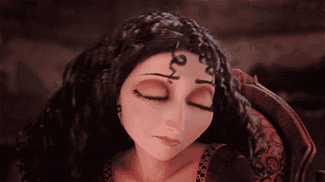 Mother Gothel makes the &quot;talking and talking&quot; hand gesture