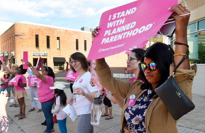 A pro-choice protester at Planned Parenthood