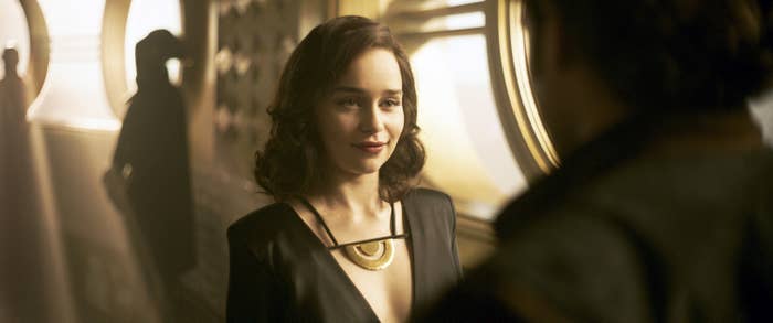 Emilia Clarke smirks as Qi&#x27;ra in &quot;Solo: A Star Wars Story&quot;