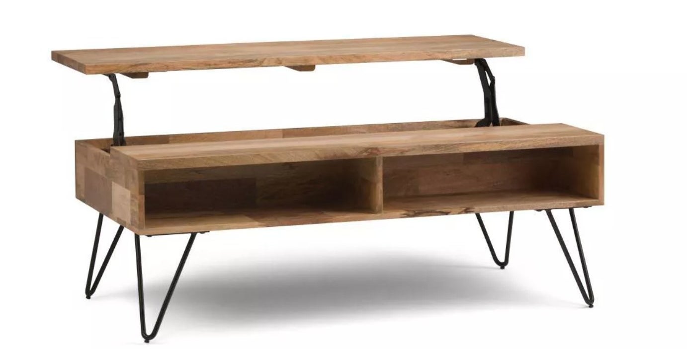 The wood coffee table