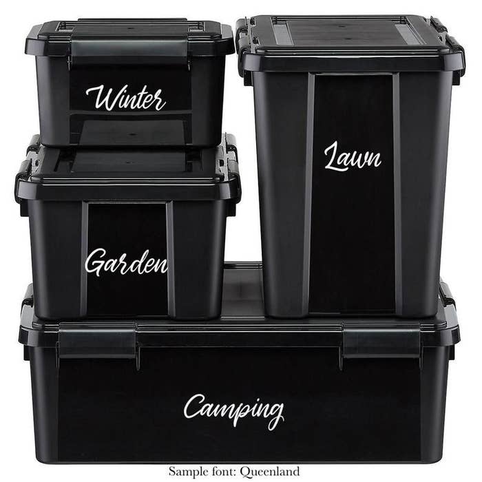 The bins with text on them in Queenland font