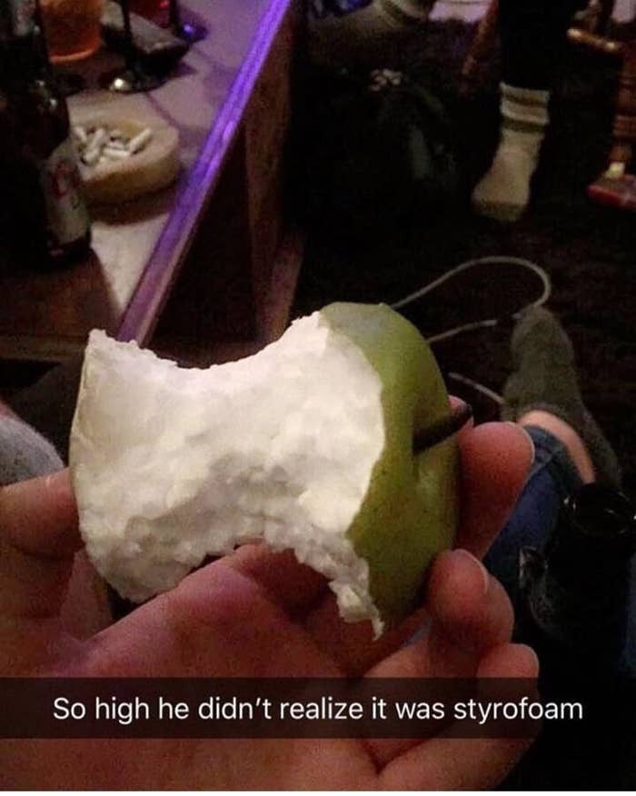 someone who ate a fake apple while high